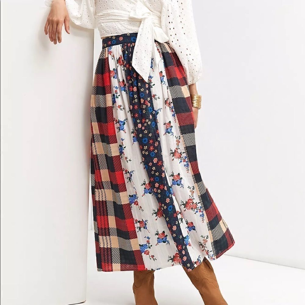 Anthropologie Let Me Be Contrast Maxi Skirt - Picture 2 of 5